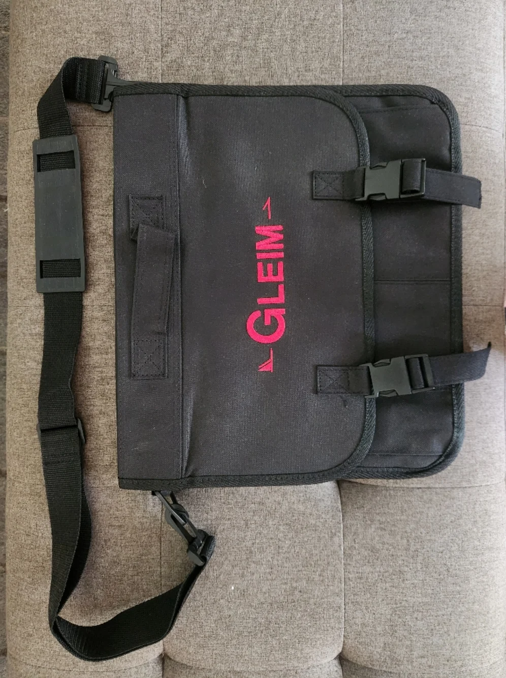Black Shoulder Bag with Red Logo